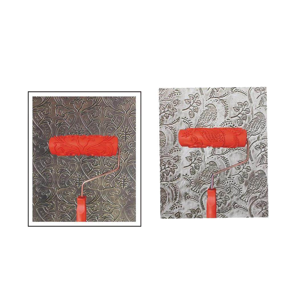 BolehDeals Bộ 2 cái 7 Dập Nổi Họa tiết hoa văn thanh Lăn Dụng Cụ Treo Tường DIY Trang Trí 4 #-quốc tế