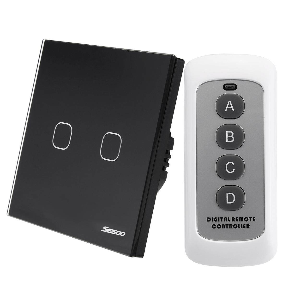 Sesoo Touch Light Switch Wall Lazada Sesoo 2gang Smart Wireless Remote Control Touch Wall Light Switch Dimmer Glass Panel Intl