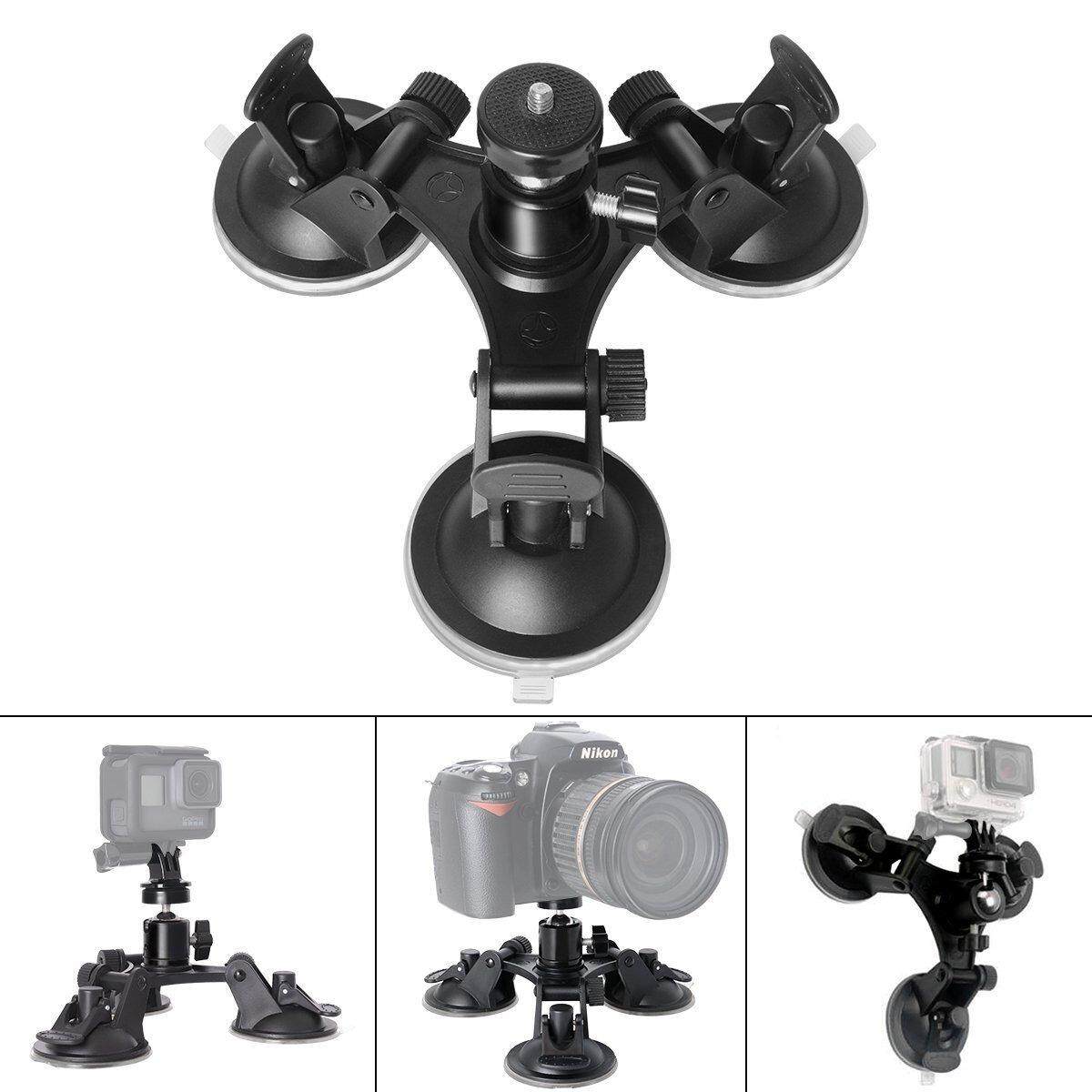 Niceeshop Tiga Piala Kamera DSLR Dudukan Pengisap Bola Kepala daya Mobil Pemegang Jendela Mount untuk Ni Kon Canon So NY DSLR/Camcorder + Go Pro Hero 6 5/4/3 so NY Gar Min Xiao Mi