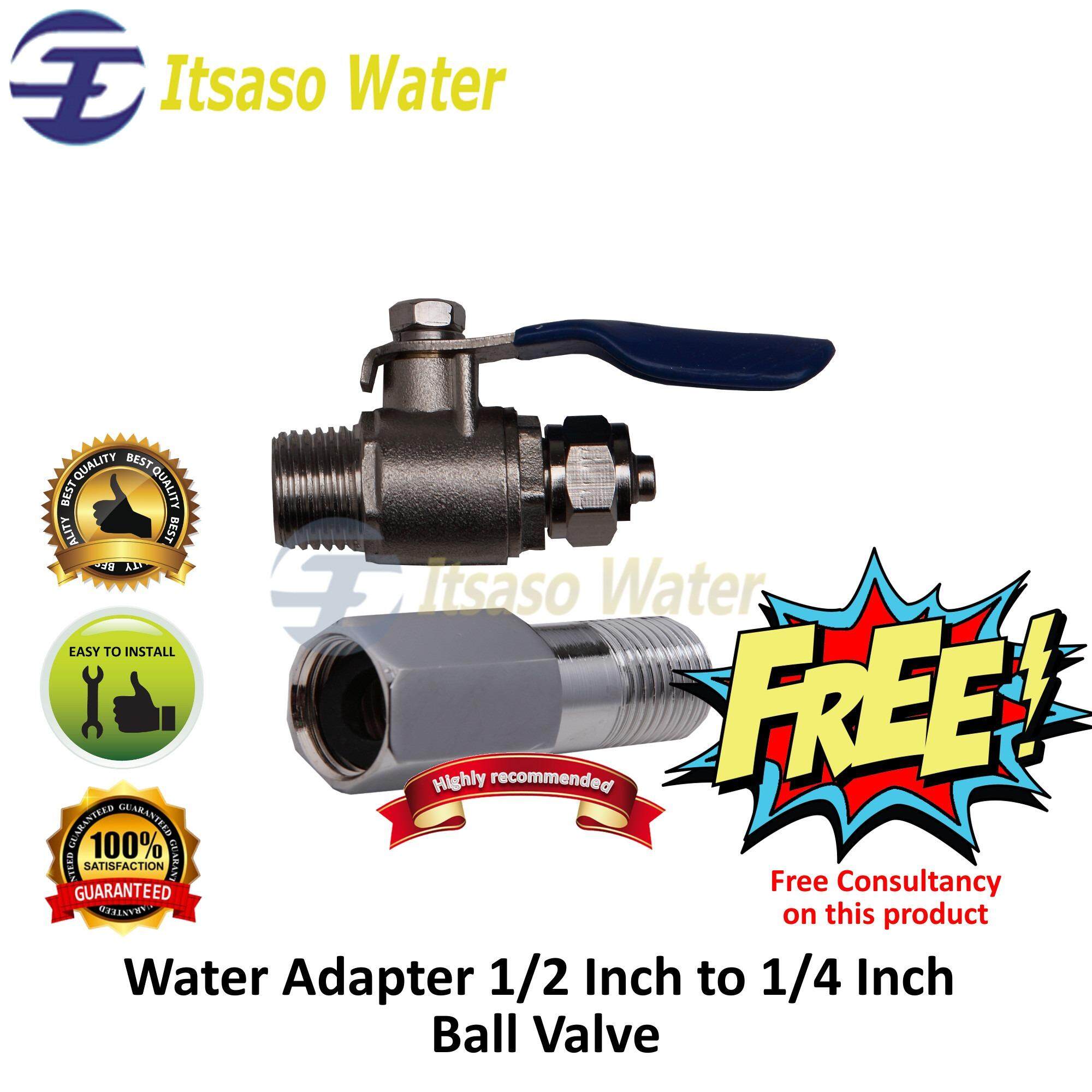 Cek Harga 1 2 To 1 4 Ro Feed Water Adapter Ball Valve Faucet Tap Water Adapter 1 2 Inch to 1 4 Inch Ball Valve