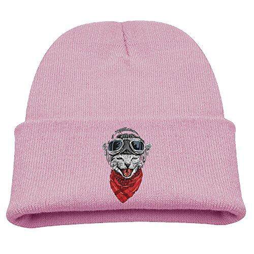 Lucu Astronot Howling Kucing dengan Syal. Png Uniseks Anak-anak Beanie Topi Hitam-Internasional