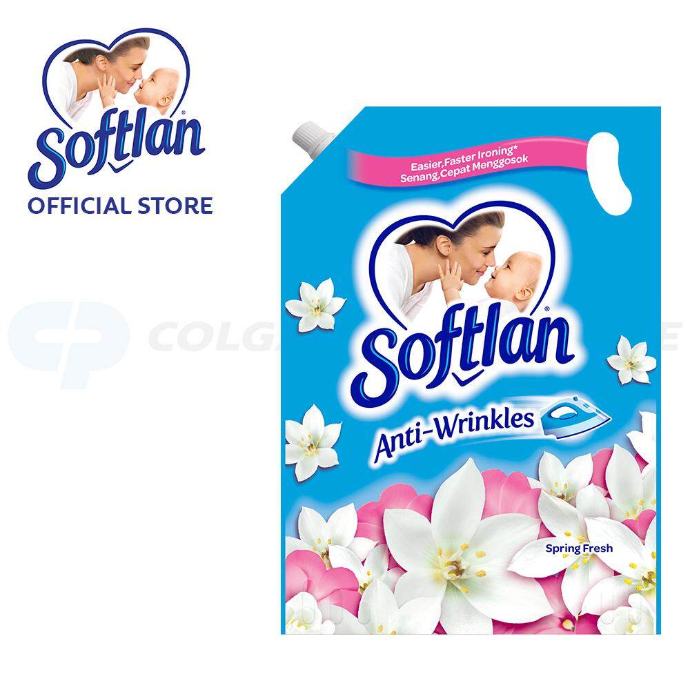 Softlan Anti Wrinkles Spring Fresh (Blue) Fabric Conditioner 1.6L Refill
