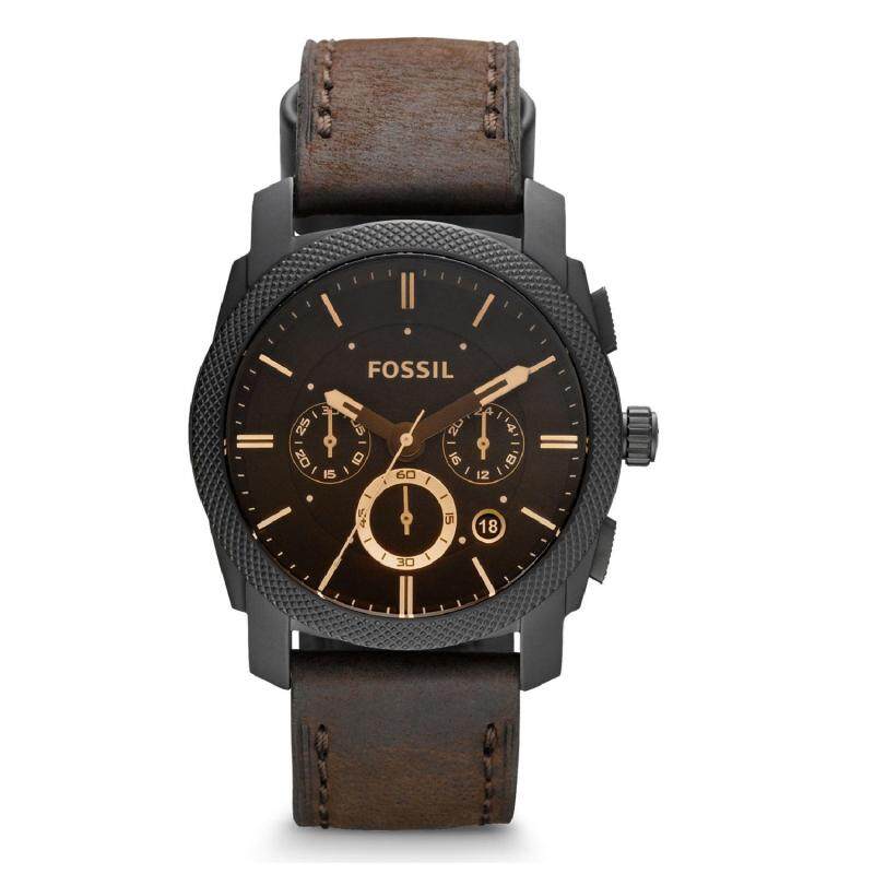 Fossil Mens FS4656 Machine Mid-Size Chronograph Dark Brown Leather Watch (100% Original) Malaysia