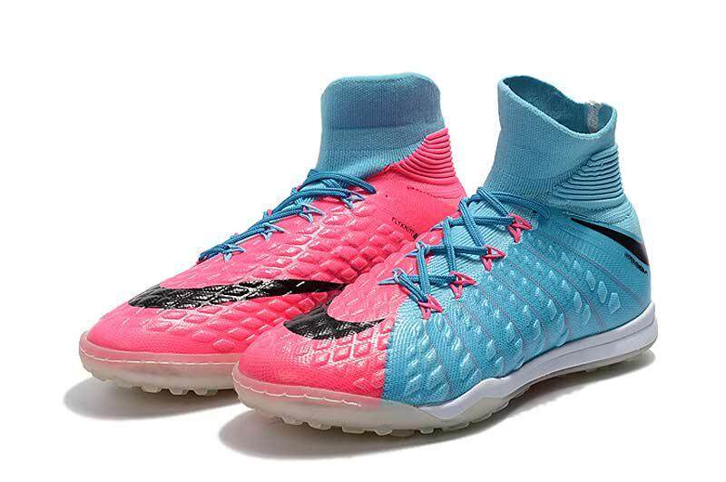 Popular Indoor Lace-up Football Shoes Hypervenom X III DF IC FG High Cut Soccer Mens Size 39-45 MD Football Sneakers (Light Green/Pink/Black) - intl