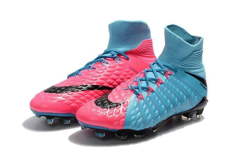 Popular Outdoor Lace-up Football Shoes Hypervenom X III DF IC FG High Cut Soccer Mens Size 39-45 MD Football Sneakers (Light Green/Pink/Black) - intl