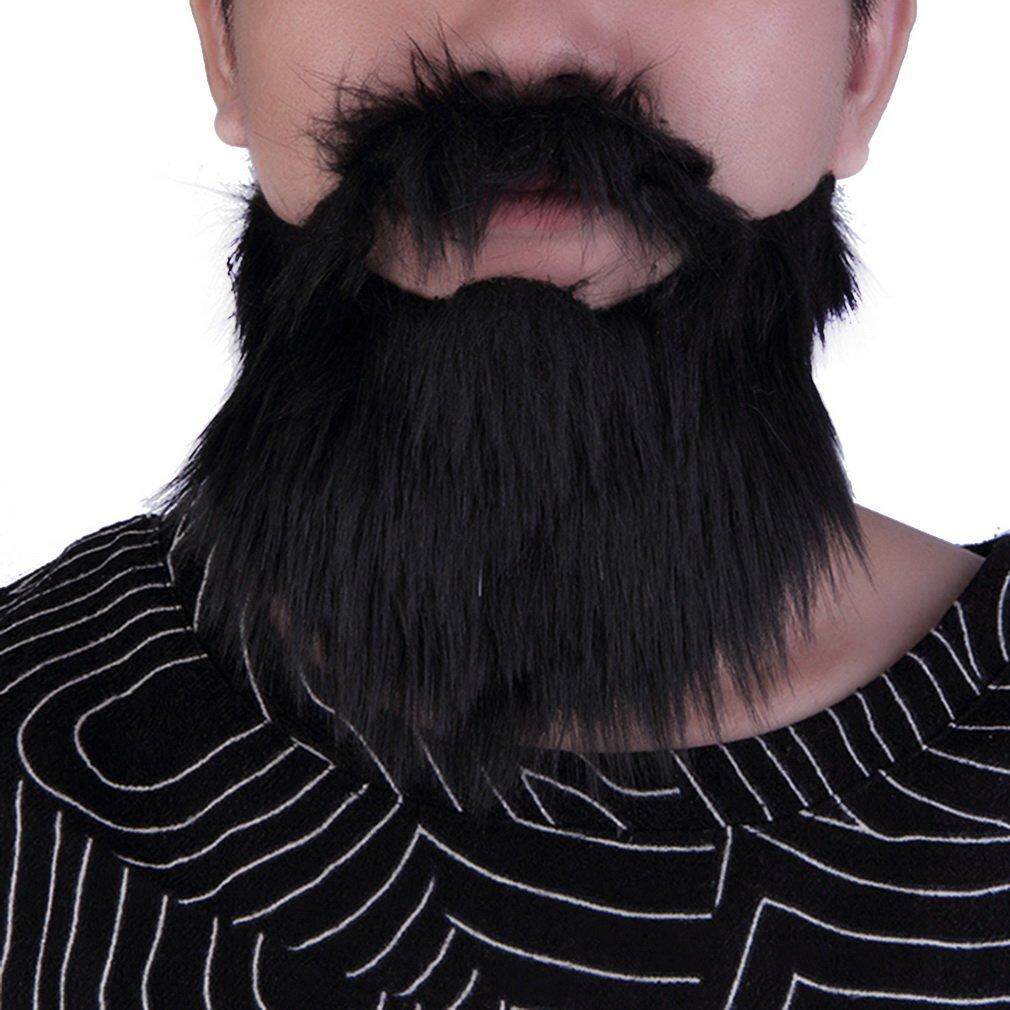 USTORE kostum kumis dan jenggot palsu rambut wajah pesta kostum Halloween yang berdandan
