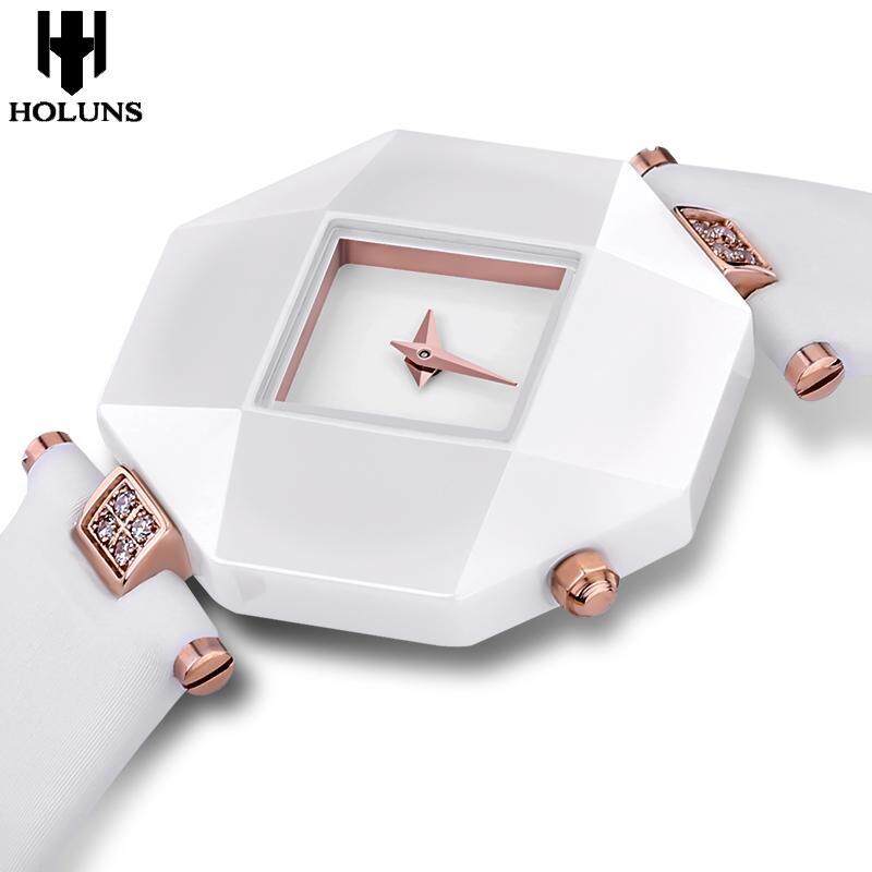 Fashion sexy women dress sapphire ceramic watches large dial Square black white Waterproof Shockproof relogio feminino Free 2016 Malaysia