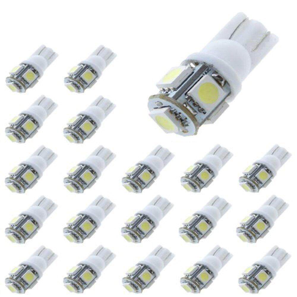 LED Car Lights Bulb Merdia T10 5050 5-SMD 12V 60 Lumens White Lamp 20pcs
