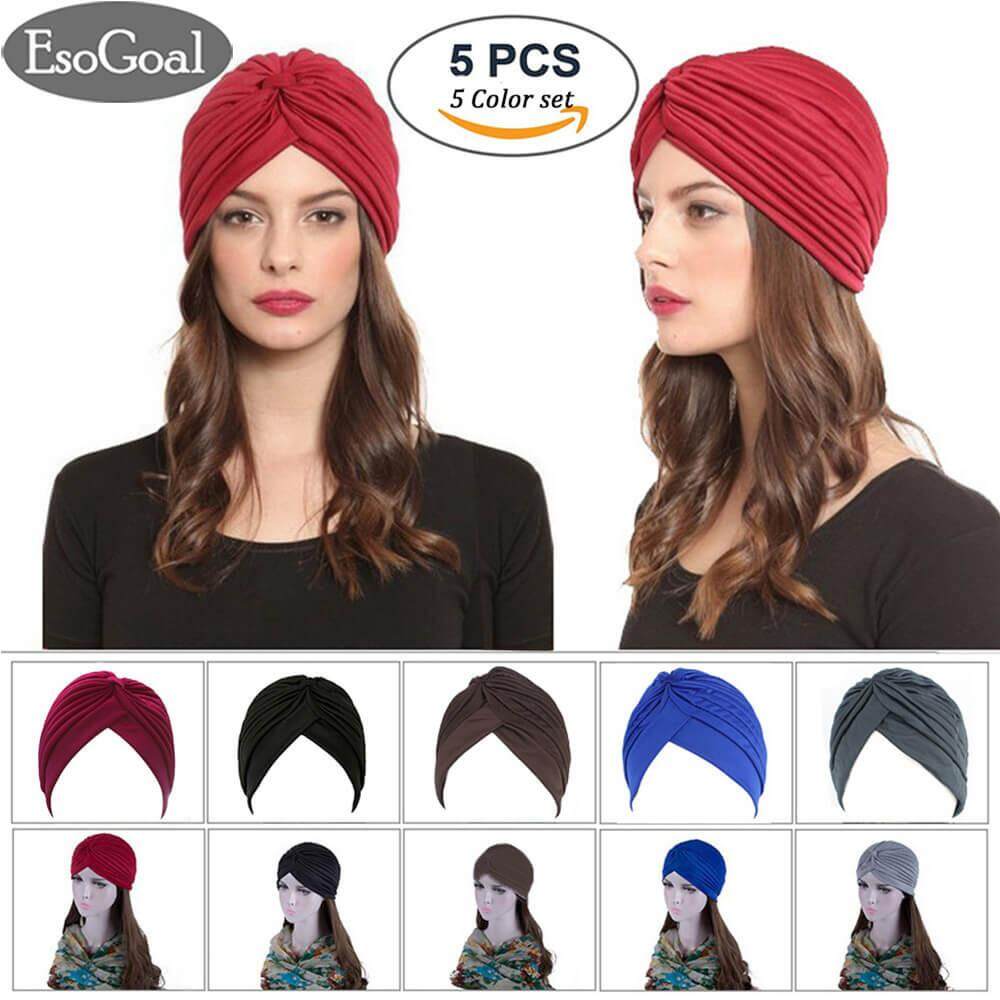 New Collection EsoGoal 5 Pack Twisted Pleated Stretchable Polyester Head Wrap Knit Bonnet Turban Hat Hair Wrap Cover Up Sun Cap (Available in 5 colors) This Month New Collection EsoGoal 5 Pack Twisted Pleated Stretchable Polyester Head Wrap Knit Bonnet Turban Hat Hair Wrap Cover Up Sun Cap (Available in 5 colors) This Month