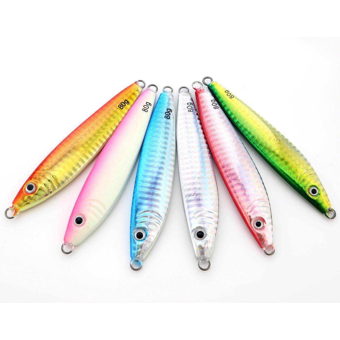 Dalam Laut Logam Jig JIGGING Pancing Umpan Pimpinan Ikan Keras Umpan Umpan 80G Multi-colored Paket 6 pcs-Internasional