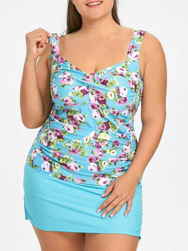 Nơi bán Plus Size Print Tankini Top and Skirt Set - intl