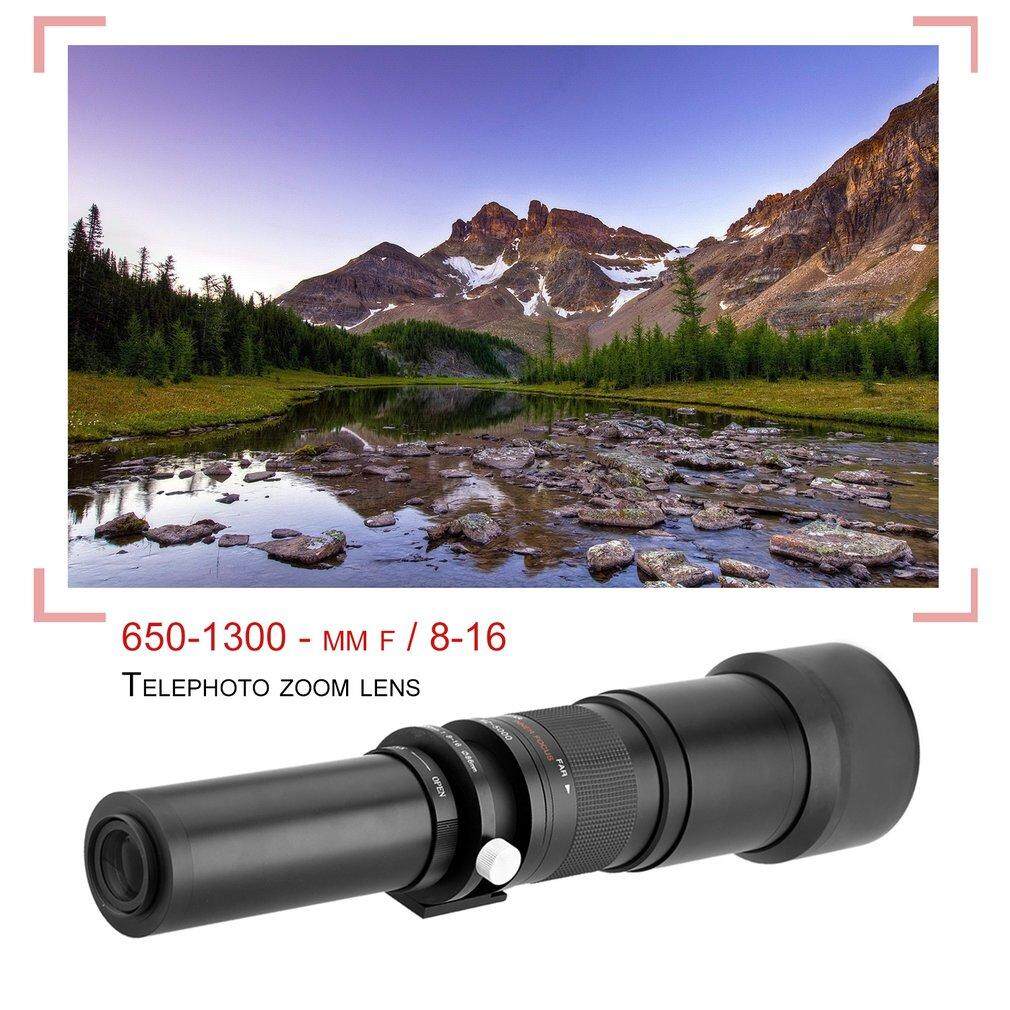 Lightdow 650-1300mm tembakan panjang F8-16 Manual Lensa Zoom T2 Mount untuk Canon