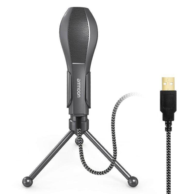 Ammoon Tụ Điện Có Dây USB, Mic Với Giá Đỡ Ba Chân Mini Để Bàn Dành Cho PC Laptop Chơi Game Máy Tính Ghi Âm Phòng Thu