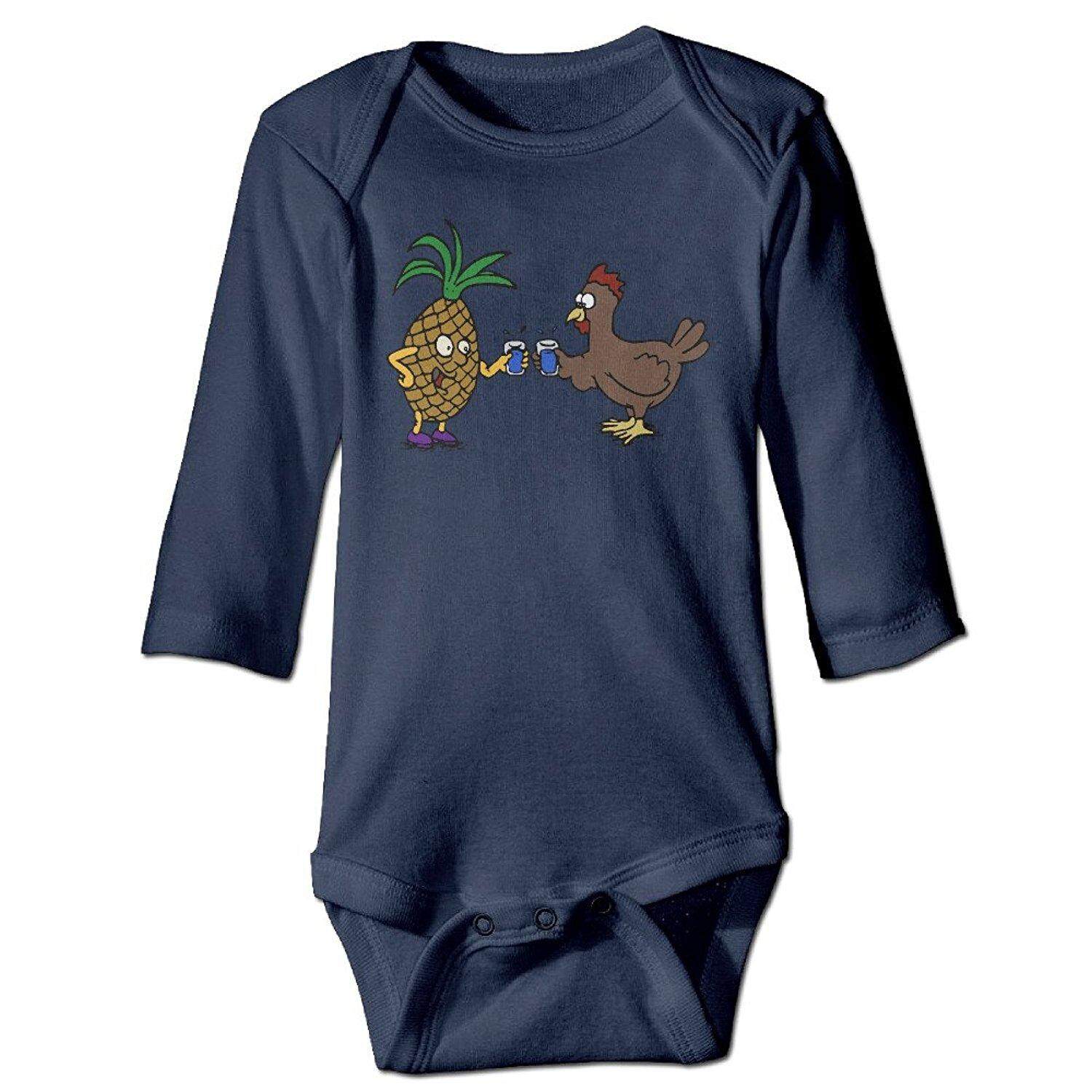 Modis Nanas dan Ayam Cheers Bayi Pendakian Panjang Lengan Pakaian Pendakian Bodysuit Lengan Jumpsuit Pakaian-Internasional