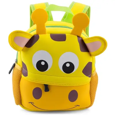 COLORFUL CARTOON ANIMAL DESIGN WATERPROOF DURABLE SCHOOL BAG FOR CHILDREN (GIRAFFE), Giraffe