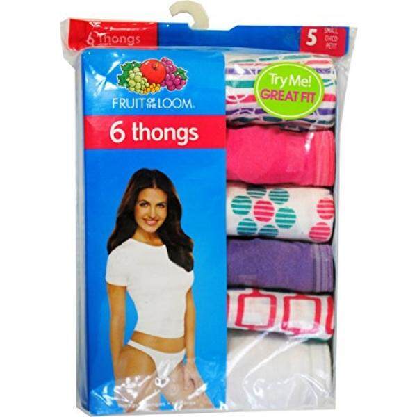 Buah dari Loom Wanita 6 Pack Katun Thongs Panties Desain Dapat Bervariasi Aneka Ukuran 5-Internasional