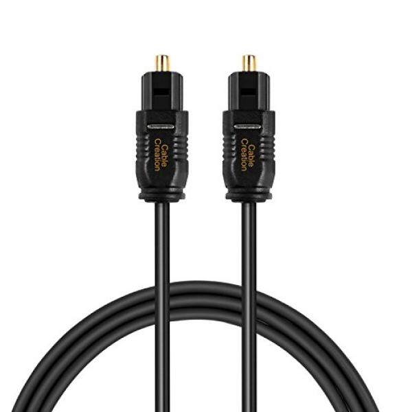 Cablecreation Optik Kabel Audio Digital 10FT Tipis Serat Optic TOSLINK Emas Berlapis Optik S/PDIF Kabel untuk Rumah Theater, Suara Bar, televisi, PS4, Xbox, VD/CD Pemutar, Konsol Permainan & Lainnya, Hitam/OD: 2.2 Mm-Internasional