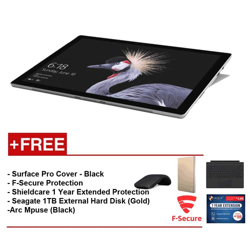 NEW Microsoft Surface Pro - Core i5 8G/256GB Free Surface Pro Type Cover (Black) + Shieldcare 1 Year Extended Warranty + F-Secure EndPoint Protection + Seagate 1TB External Hard Disk(Gold) + Arc Mouse (Black) Malaysia