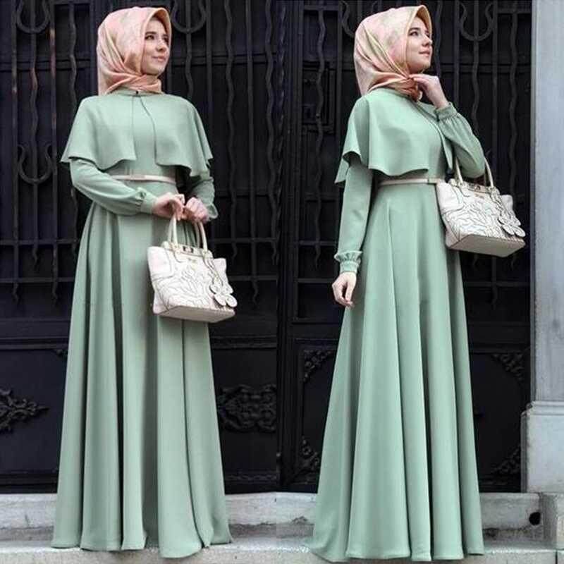 M_home 6 Warna Wanita Jubah Abaya Baju Muslim Turki Robe Caftan Tradisional Wanita Muslim Panjang Besar Gaun Arab Garment M Ukuran-Internasional
