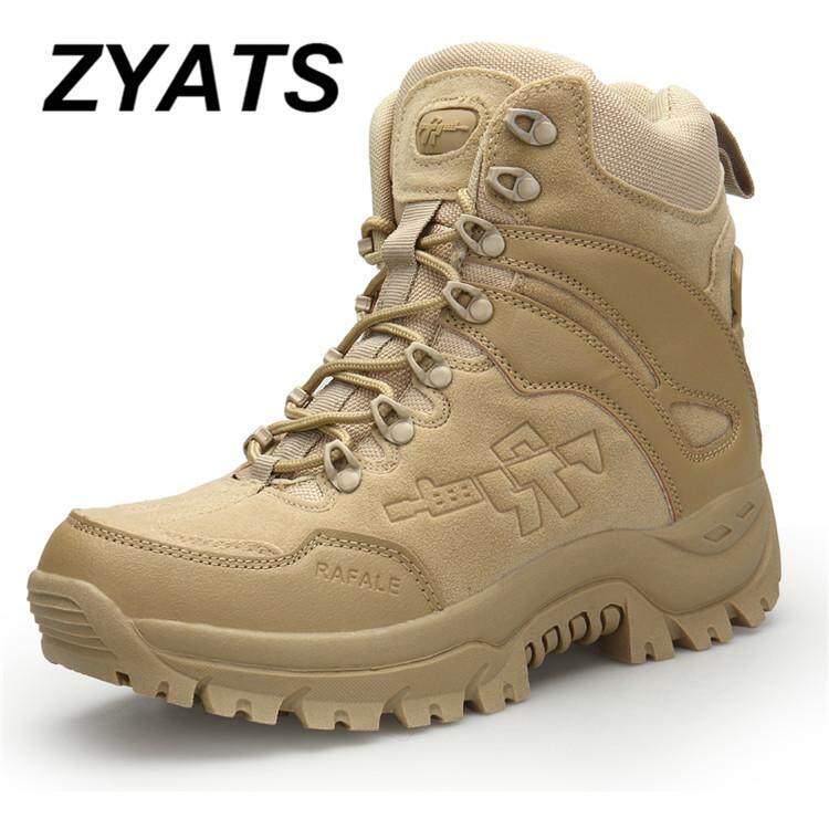ZYATS Men High Quality Leather Safety Work Boots Waterproof Tooling Shoes Lelaki Kerja & Kasut But Keselamatan Wearable Field Boots