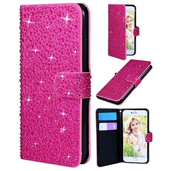 IPhone 10 Case, Iphone X Dompet Case, flyee Bling Kristal 3D Pola Hujan Sparkly PU Dompet Pelindung Case With Jual Penutup Tombol Magnetik Anda Apple Iphonex IPhone10 Mawar -Internasional