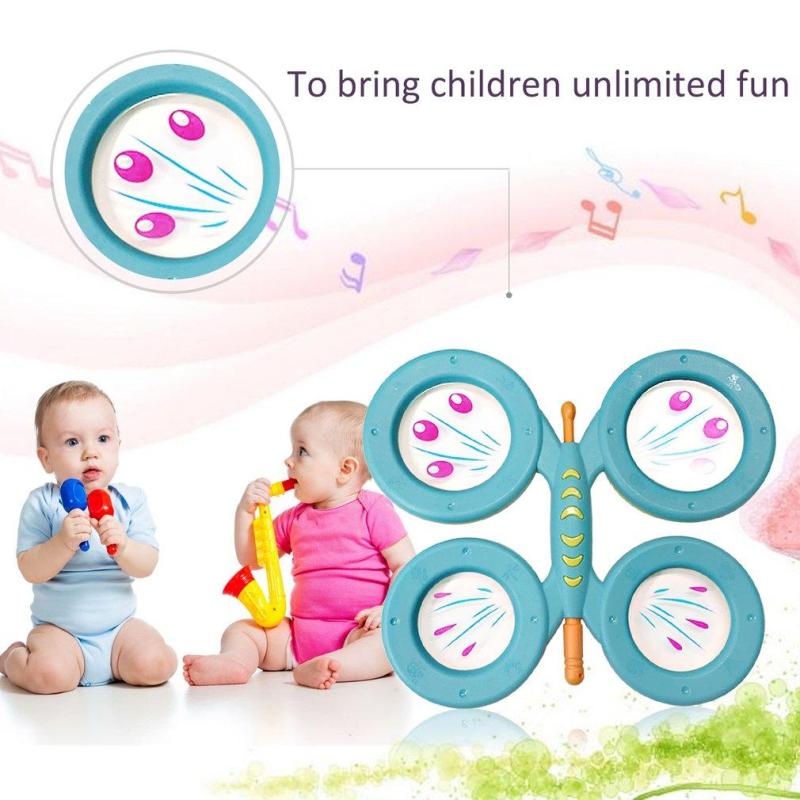 USTORE Orffworld Butterfly Drum Plastic Cartoon Drum Kids Musical Instrument Toy
