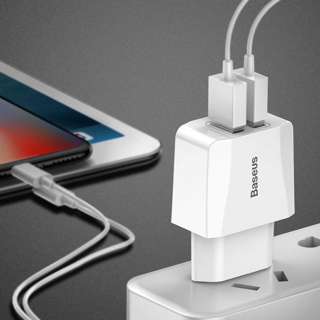 BASEUS 2.1A Keluaran 2 USB Mini Perjalanan Pengisi Daya, Steker Uni Eropa, untuk iPad, iPhone, Galaksi, huawei, Xiaomi, LG, HTC dan Ponsel Pintar Lainnya, Perangkat Isi Ulang-Internasional