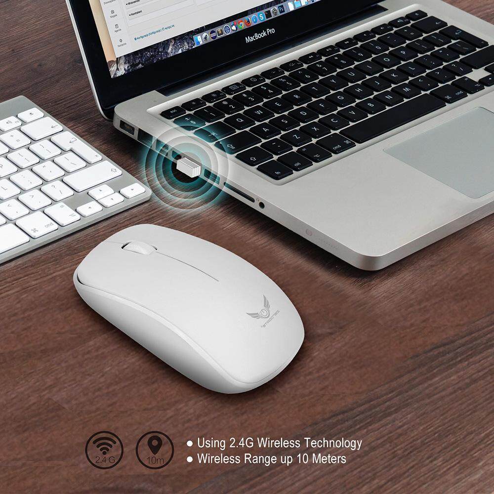 Zerodate T16 Mouse Nirkabel 5 Juta Mengklik Hidup Diam Mouse 1600 DPI 2.4G Mouse Nirkabel untuk PC-Putih-Intl