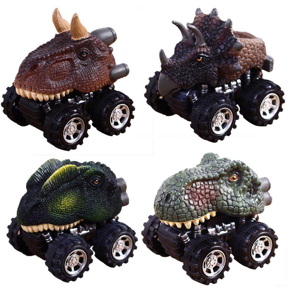Huaxian Menarik Kembali Mobil 6 Pack Ban Besar Kendaraan Roda Playset Model Dinosaurus Mainan Mini Truk untuk Anak-anak Balita-Internasional