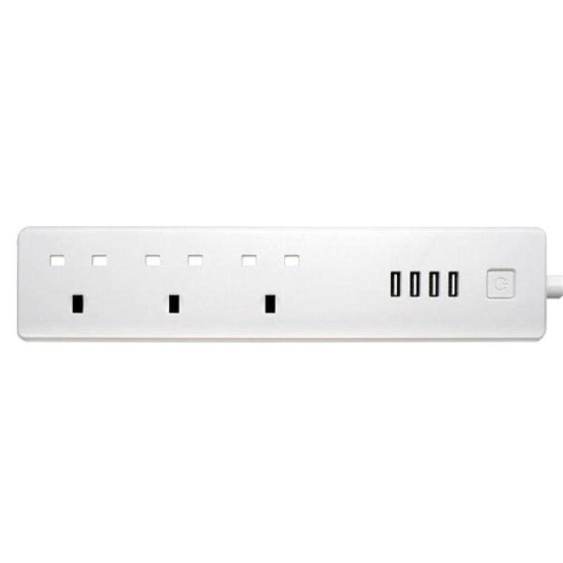 Smart Power Strip Wifi Surge Protector with Alexa 3 AC Outlets and 4 USB Ports Compatible with Alexa(UK Plug)