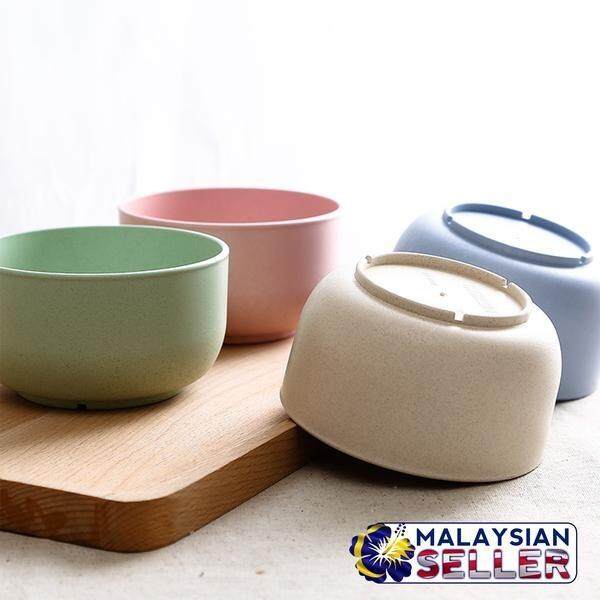 [SET OF 4] [ RANDOM MIX COLOR ] Colorful Wheat Straw Bowl