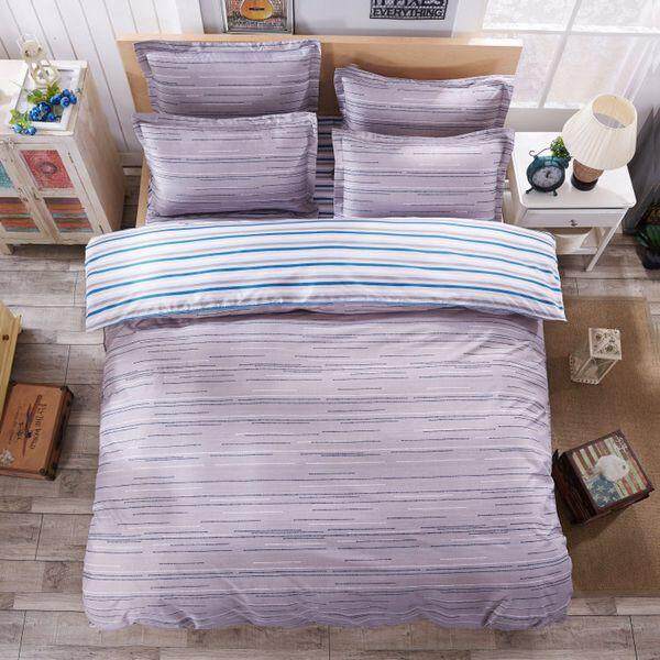 Kualitas Tinggi Aloe Katun 4 In 1 Home Queen/Penuh/King Dilengkapi Perangkat Kasur Warna Solid Seprai Tempat Tidur Rumah Selimut Penutup Selimut Set pelindung Sekolah Asrama Kartun Cetak-Luar Biasa Gaya-Intl