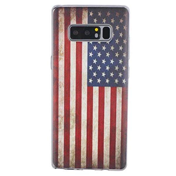 Evermarket Bunga Cantik Warna-warni Pola TPU Lembut Belakang Case Sarung untuk Perempuan Wanita Kompatibel dengan Samsung Galaksi Note 8 (bendera Amerika) -Internasional