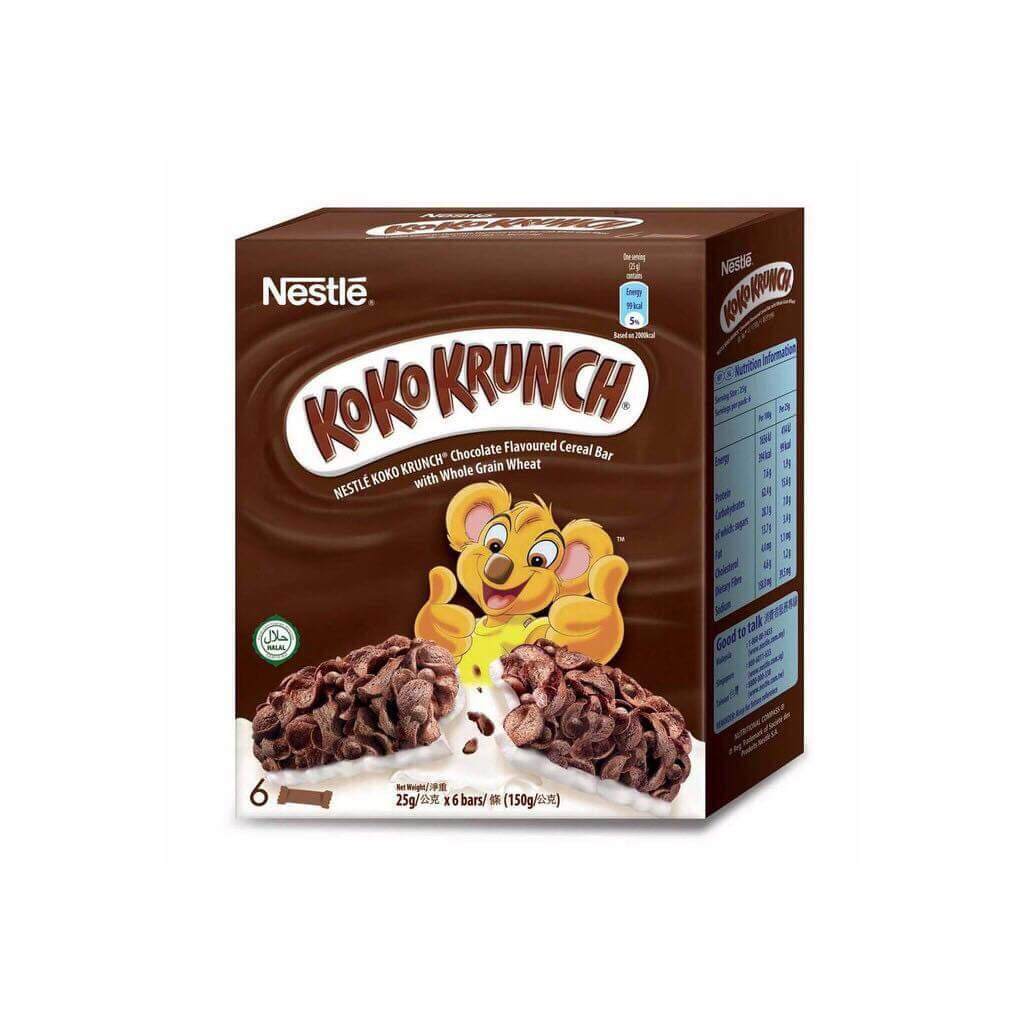 SALES! FREE SHIPPING! HALAL-Nestle Koko Krunch Chocolate Cereals Bars with Wheat Grain 6 x 25g