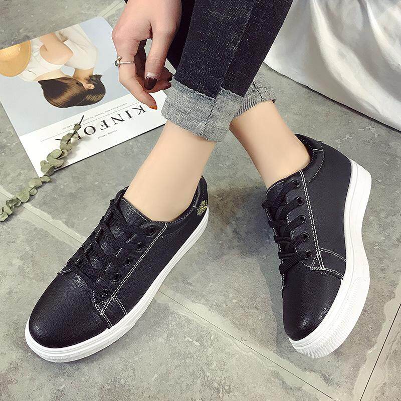 Maple Women's Korean-style Flat-bottom Sneakers Black/White