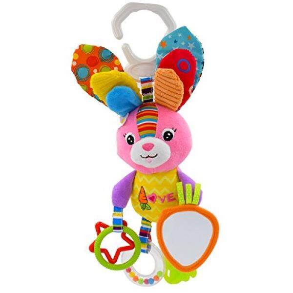 Seprovider Mainan Bayi, Warna Kelinci Bayi Stroller Mainan Bisa Dicuci Berbunyi Nyaring Mainan Mobil, anak-anak Gantungan Mainan untuk Crib dengan Rattle Lingkaran, Cermin untuk Penemuan Diri, Gigi-Internasional