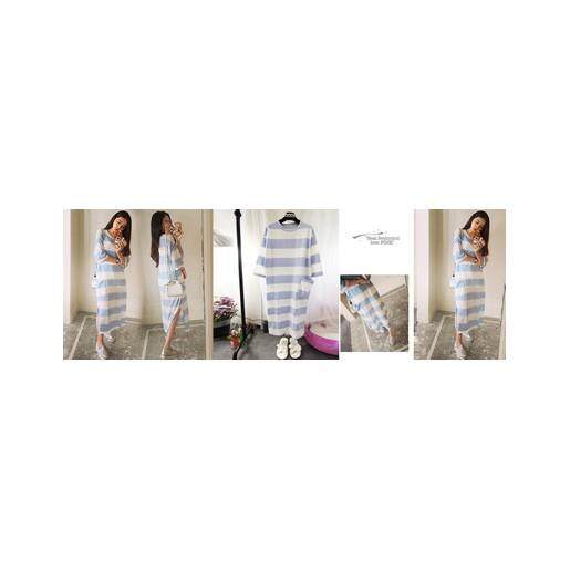 [Pre-Order] JYS Fashion Korean Style Women Oversize Midi Dress Collection 208-1182 (Blue Stripe)(ETA: 2022-08-31)