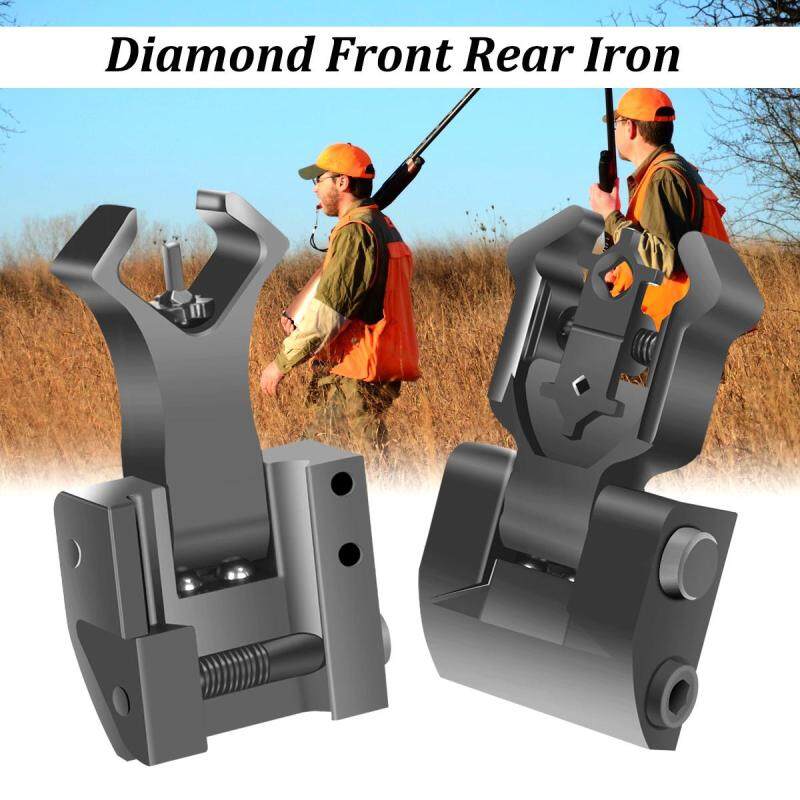 A Pair Premium Tactical Diamond Aperture Flip Up Front Rear Iron Sights Set