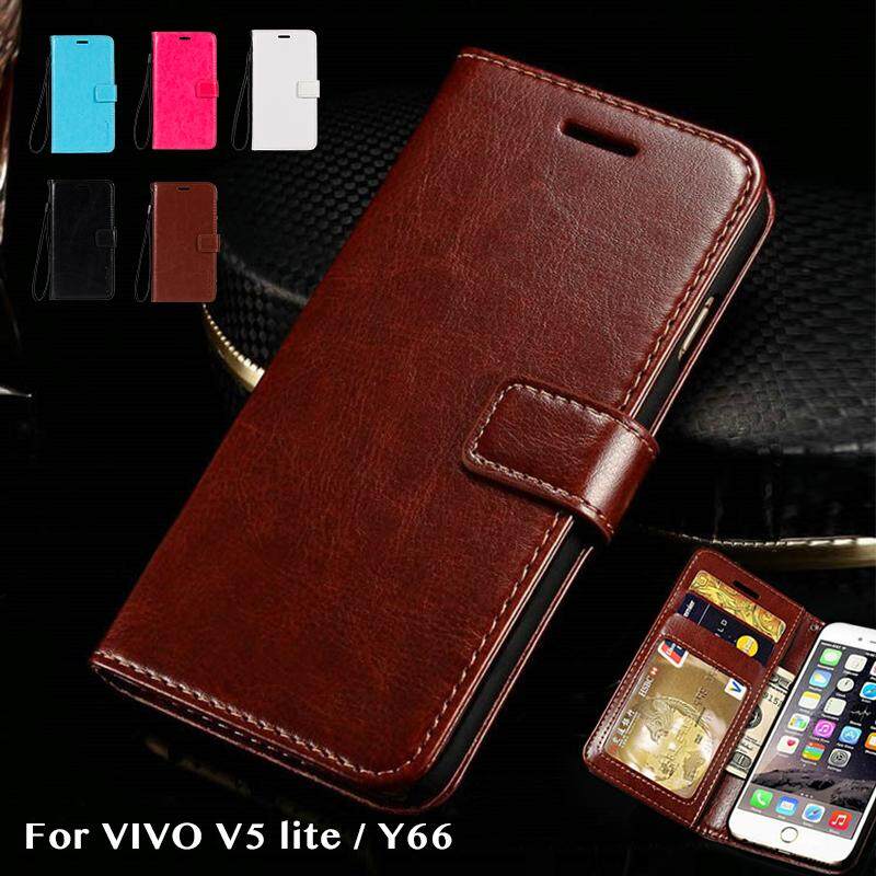 Lipat Dompet Case untuk BBK Vivo V5 LITE Kanvas Kulit PU Tas Telepon Sarung Case untuk BBK Vivo Y66 dengan slot Kartu Case-Internasional