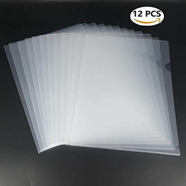 L-type Folder Plastik Safe Project Pockets Transparan Bening Dokumen Folder 12 Pcs untuk A4 Paperplastic Kertas Lengan Jaket dalam Berbagai Macam Project Folders-Internasional