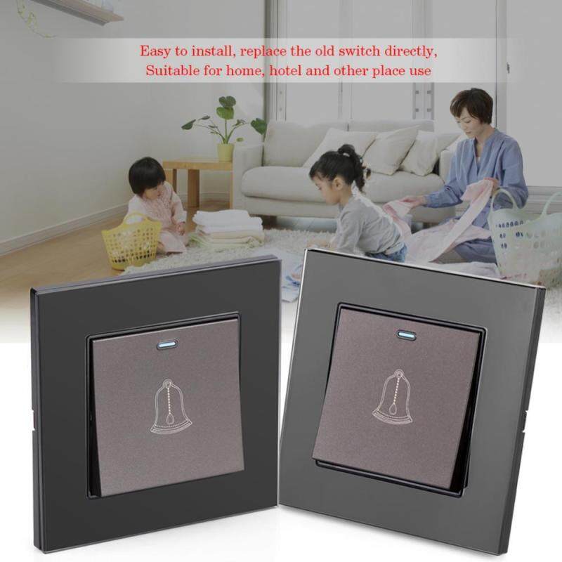 Tempered Glass Panel Doorbell Wall Door Bell Switch Push Button 220~250V Home Hotel Devices