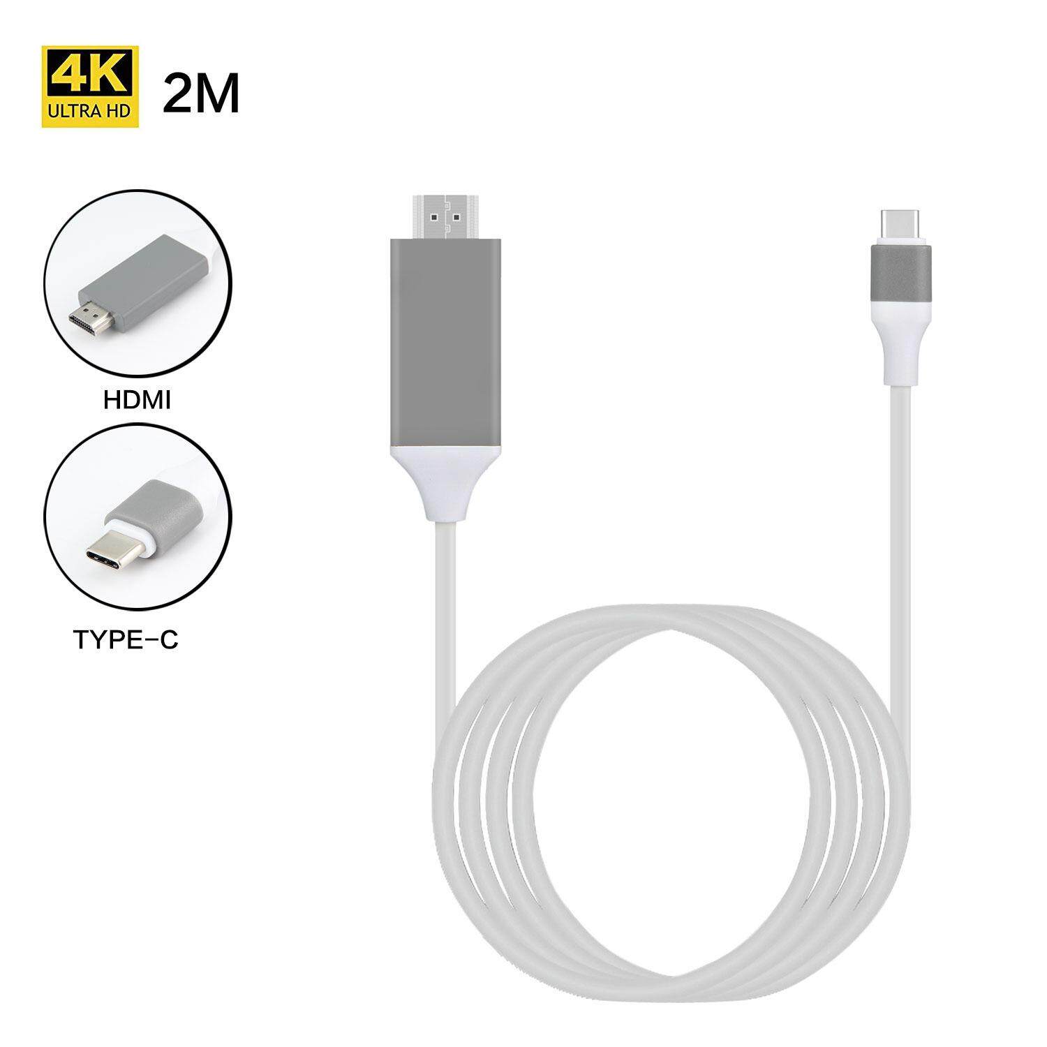 Aolvo Tipe C Ke HDMI, 2 M Usb C Ke HDMI Kabel 4K @ 60Hz (Thunderbolt 3 Kompatibel) untuk Laptop dan Ponsel-Internasional