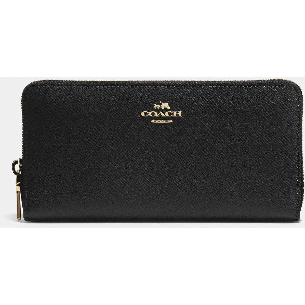 Coach Accordion Zip Wallet In Crossgrain Leather ( Black )