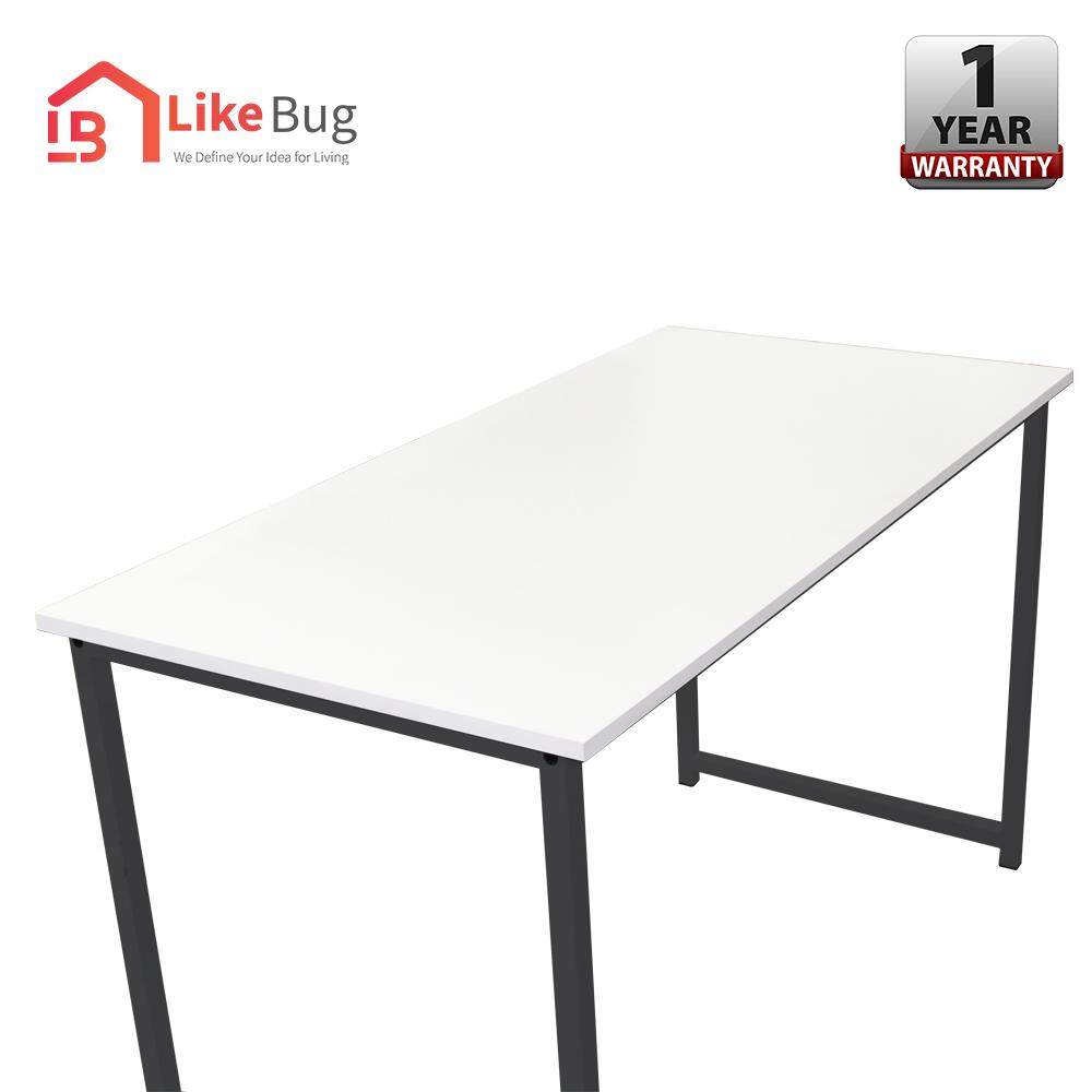LIKEBUG [120x60] Contemporary Dining Table Black Steel with 4 Brown 3V