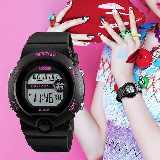 SKMEI 1334 Fashion Ladies Watch Woman Waterproof Alarm Digital Sports Wrist Watches - intl