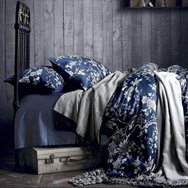 Bedding Sets For Set S Brands Review In Eastern Fl Chinoiserie Blossom Print Duvet Quilt Cover Navy Blue Tan White Asian Style Botanical Tree