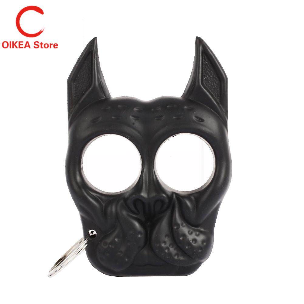 OIKEA Self Defense Ring Iron Lotus Practical Dog Style Black/Khaki Handcuffs Finger - intl