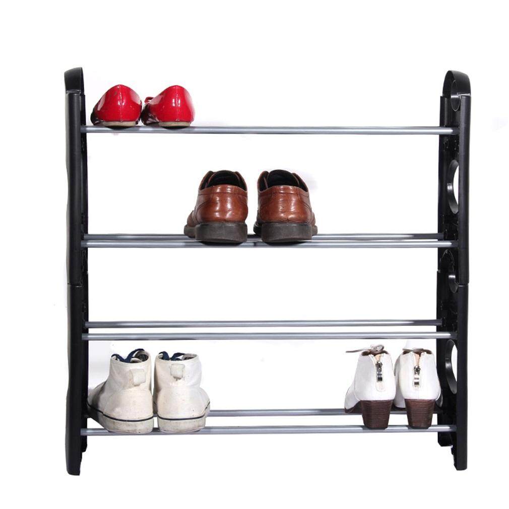 Cheer 4*3 Tiers Rak Sepatu Sepatu Rak Penyimpanan Organizer Penyangga Lemari Menara Hitam-Internasional