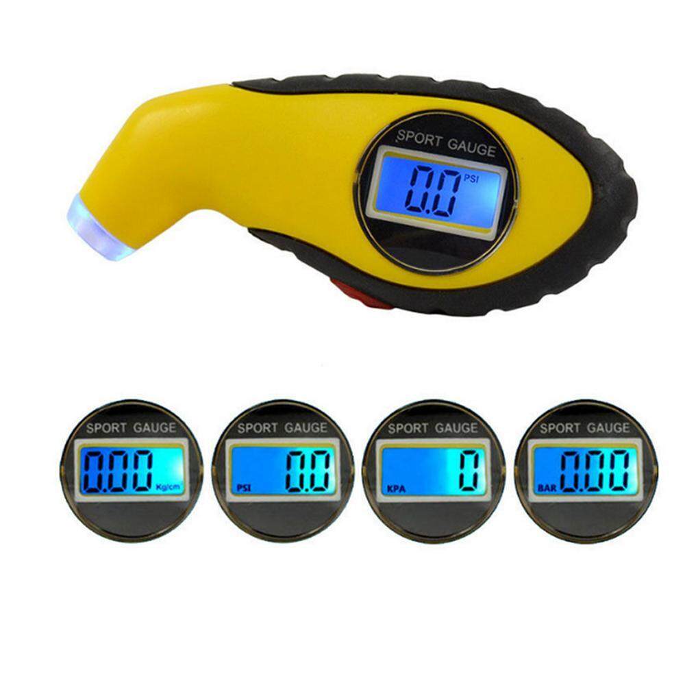 jiechuan LCD Screen Digital Tire Tyre Air Pressure Gauge Tester Tool For Auto Car Motorcycle PSI, KPA, BAR (Yellow)