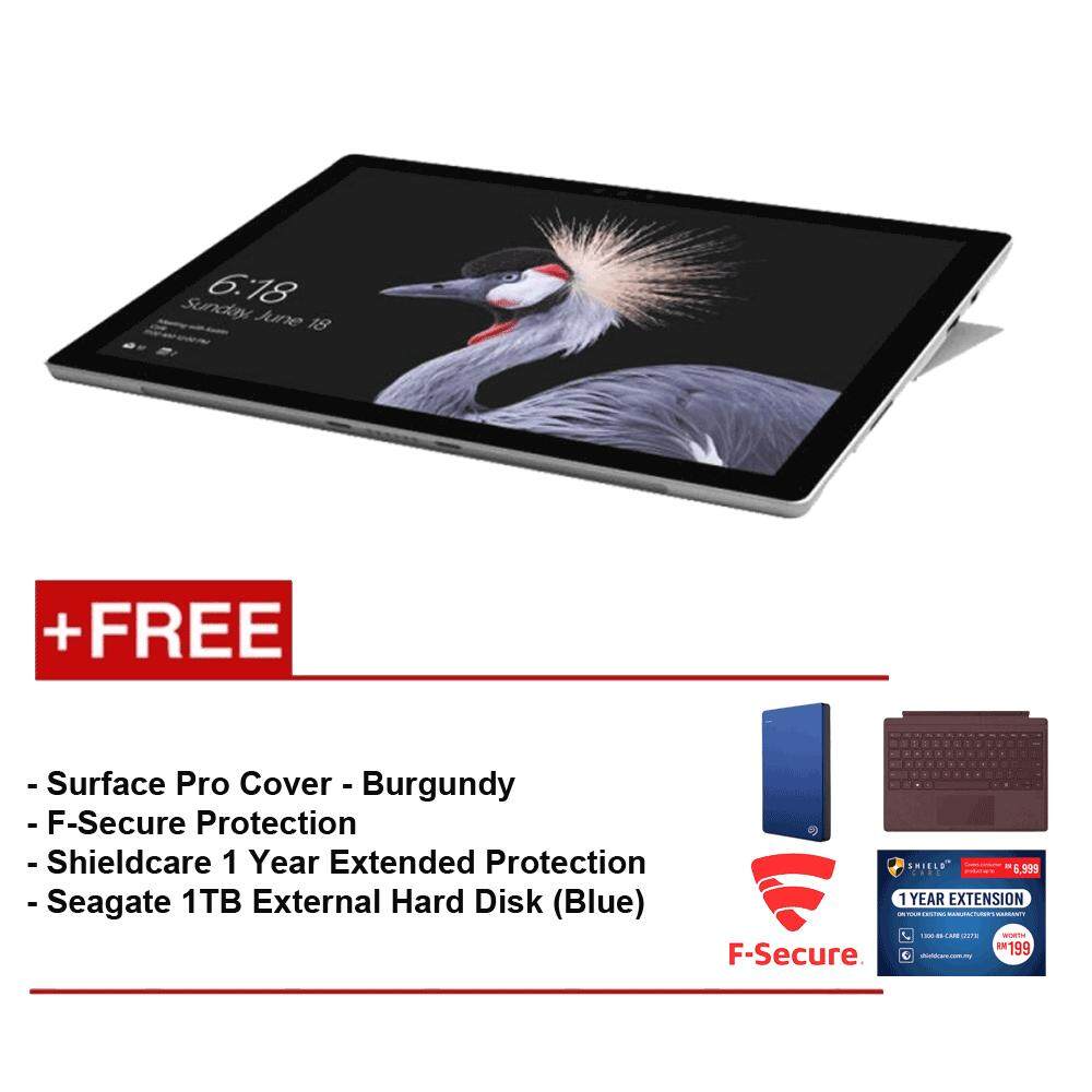 NEW Microsoft Surface Pro - Core i5 8G/256GB Free Surface Pro Type Cover (Burgundy) + Shieldcare 1 Year Extended Warranty + F-Secure EndPoint Protection + Seagate 1TB External Hard Disk(Blue) Malaysia